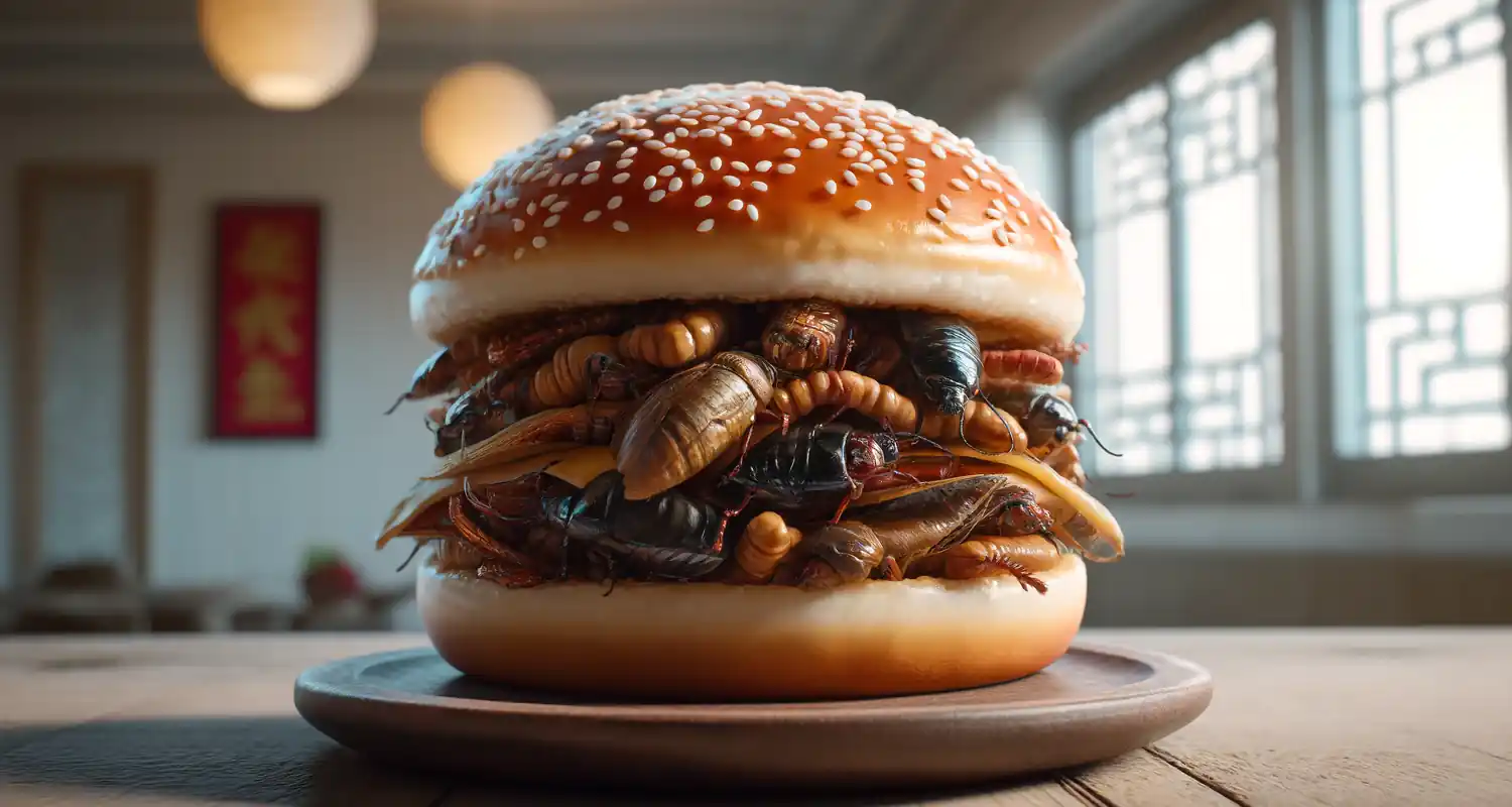 Mangia un hamburger pieno di insetti e diventa virale sul web