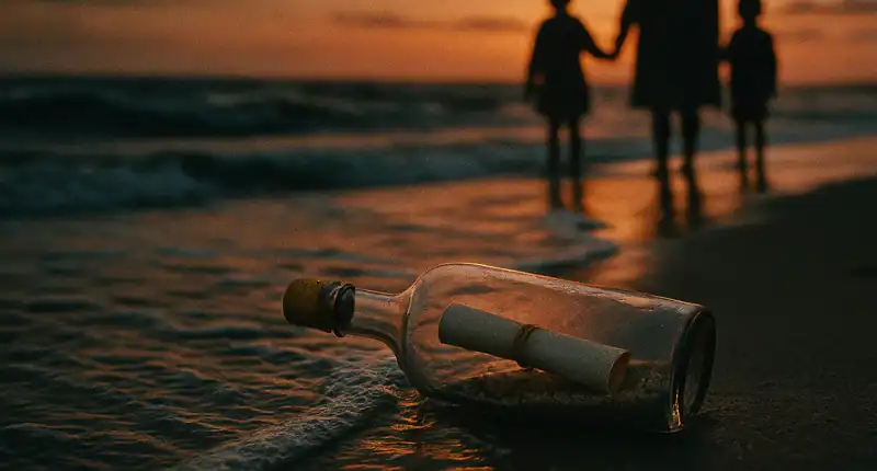 Trova una Bottiglia sulla Spiaggia Dentro una sorpresa inaspettata