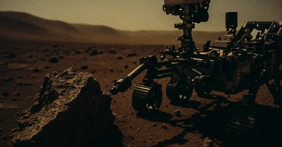 Analisi ravvicinata del rover Perseverance su una roccia marziana