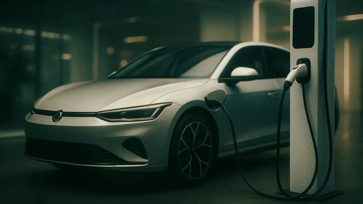 Auto elettrica in carica in un parcheggio