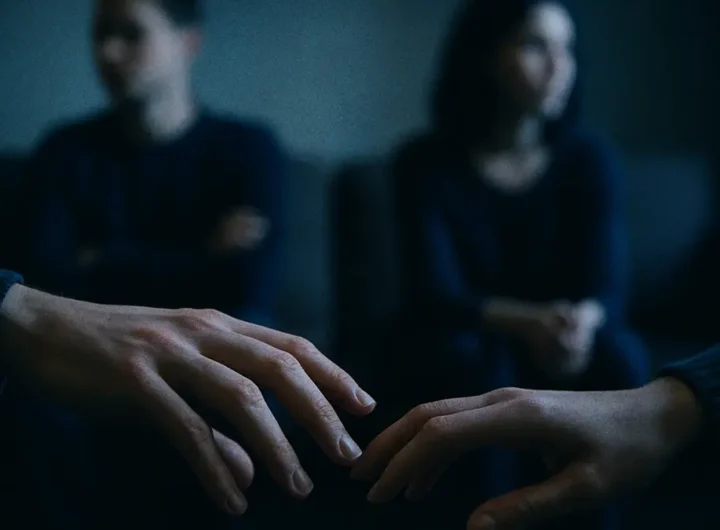 Due mani che si allontanano lentamente