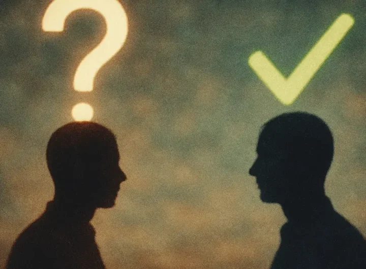 Due sagome di persone in conversazione