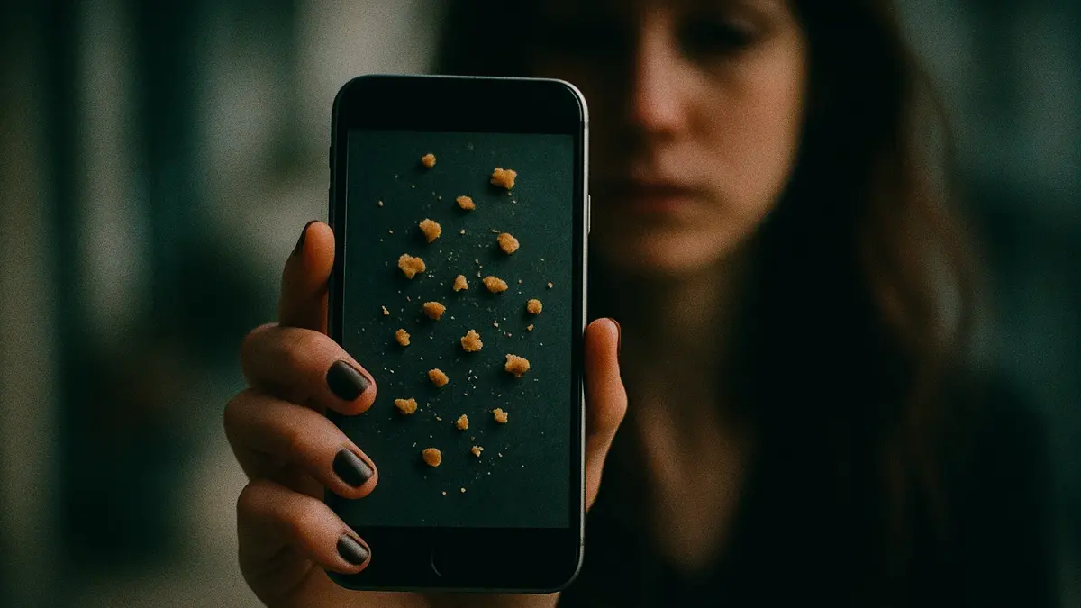 Giovane donna che guarda pensierosa il suo telefono