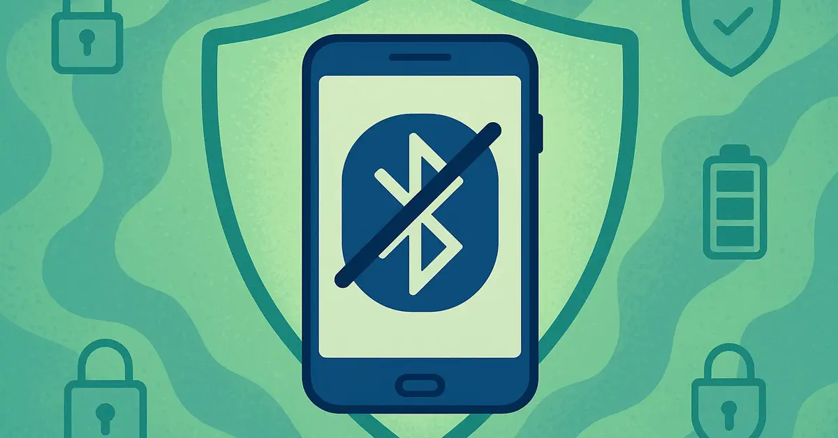 Icona Bluetooth barrata su smartphone per sicurezza e risparmio batteria