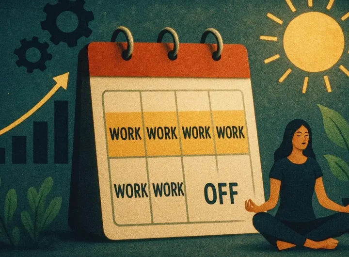 Icona che simboleggia una settimana lavorativa di quattro giorni con un calendario