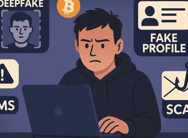 Illustrazione concettuale di una truffa online moderna