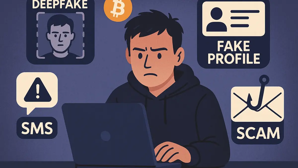 Illustrazione concettuale di una truffa online moderna