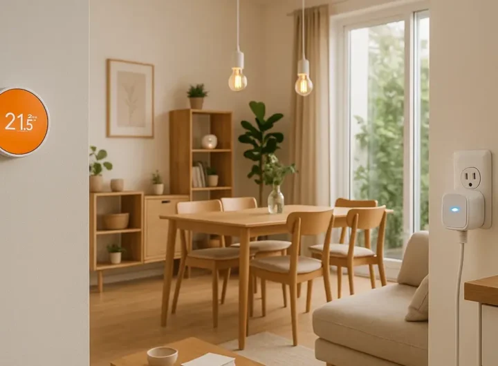 Interno di una casa con dispositivi smart per il risparmio energetico