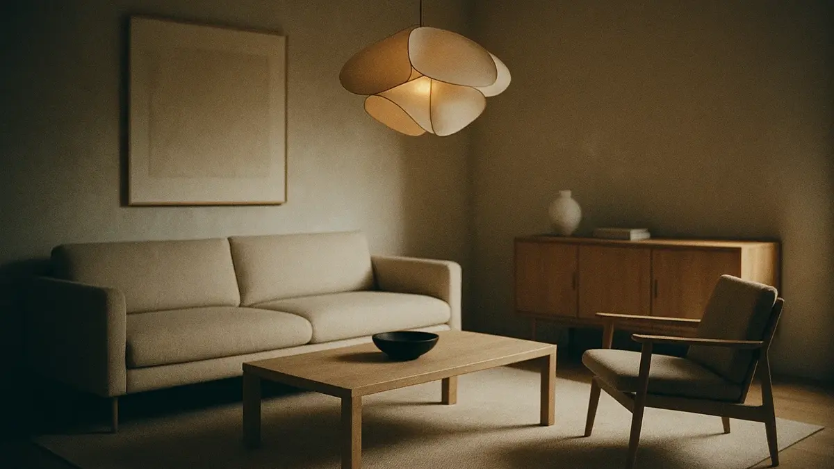 Interno minimalista 2025 con arredi essenziali