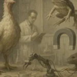 Laboratorio scientifico surreale con esperimenti bizzarri