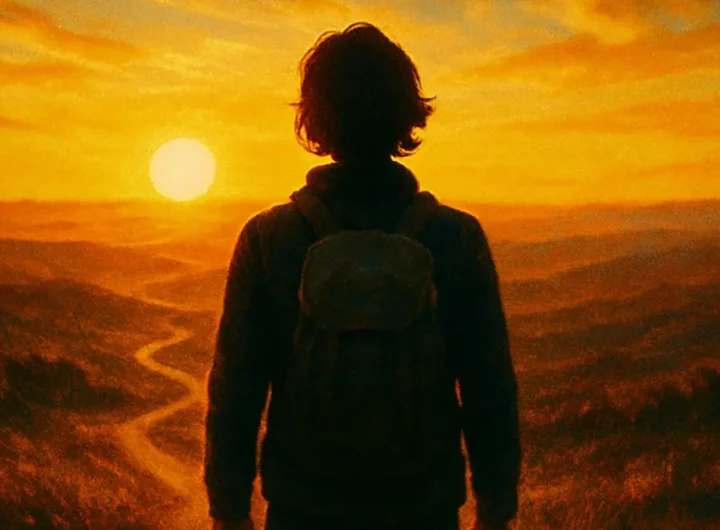 Persona che guarda un alba mozzafiato