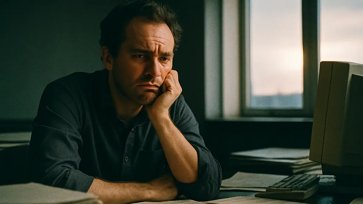 Persona pensierosa alla scrivania