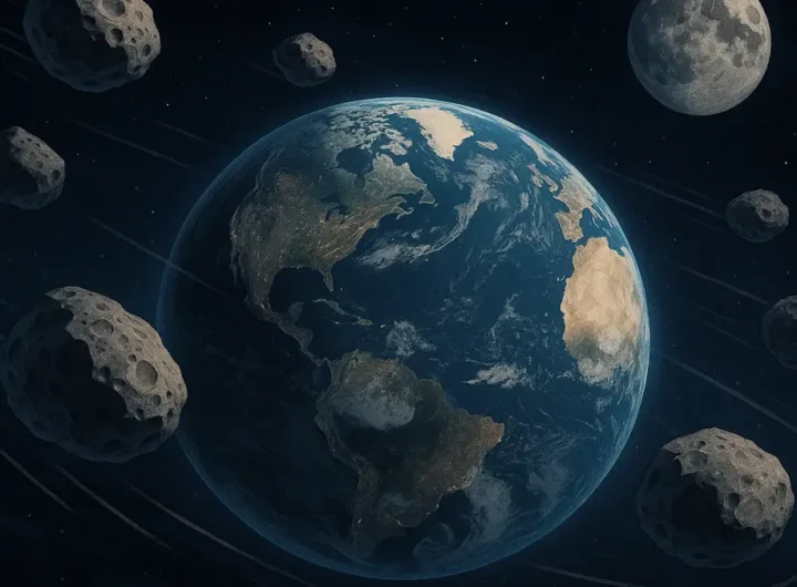 Rappresentazione artistica di una miniluna in orbita attorno alla Terra