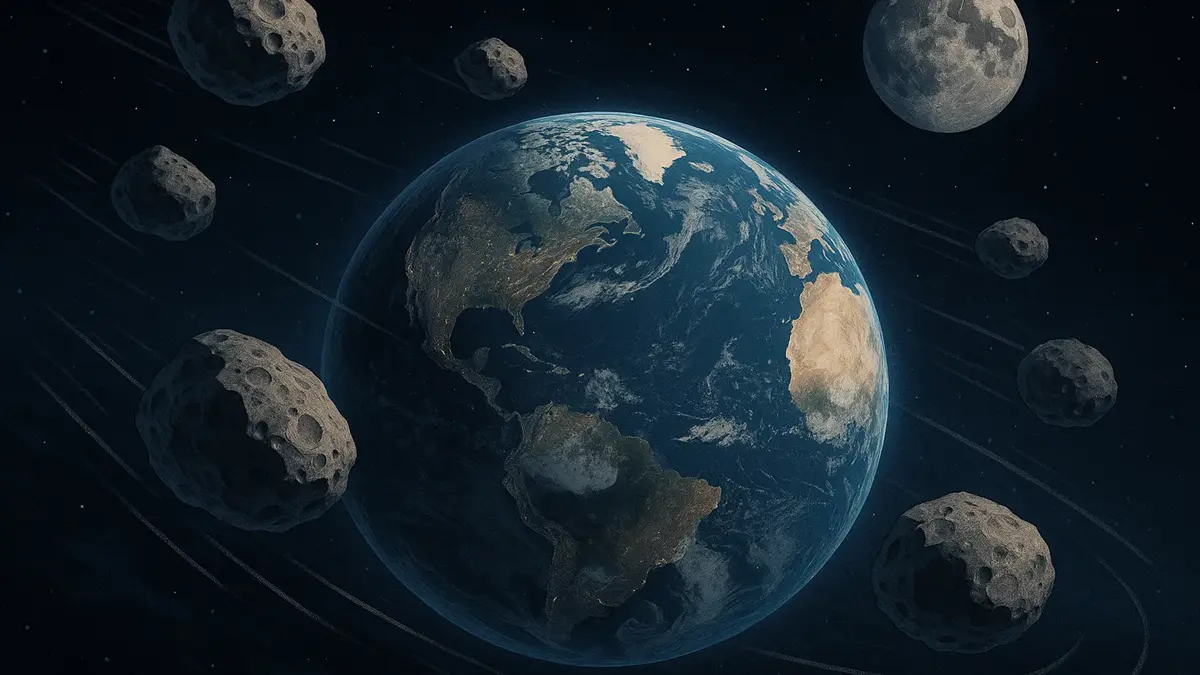 Rappresentazione artistica di una miniluna in orbita attorno alla Terra