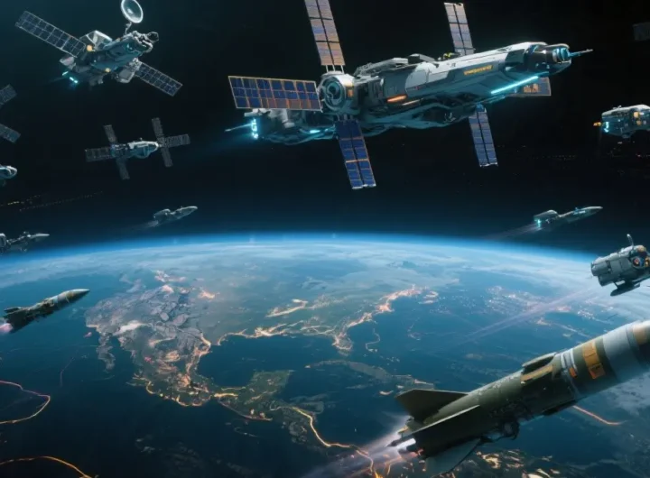 Un centro di controllo spaziale moderno e futuristico