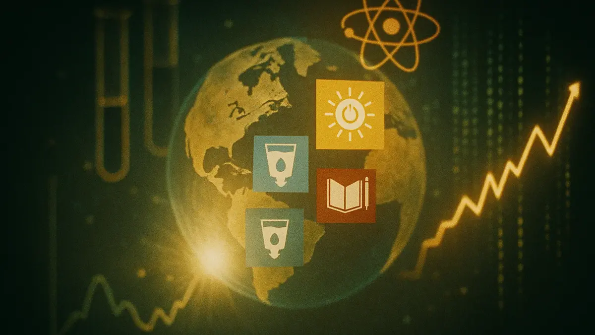 Un globo terrestre stilizzato con le icone degli SDG che emergono da esso