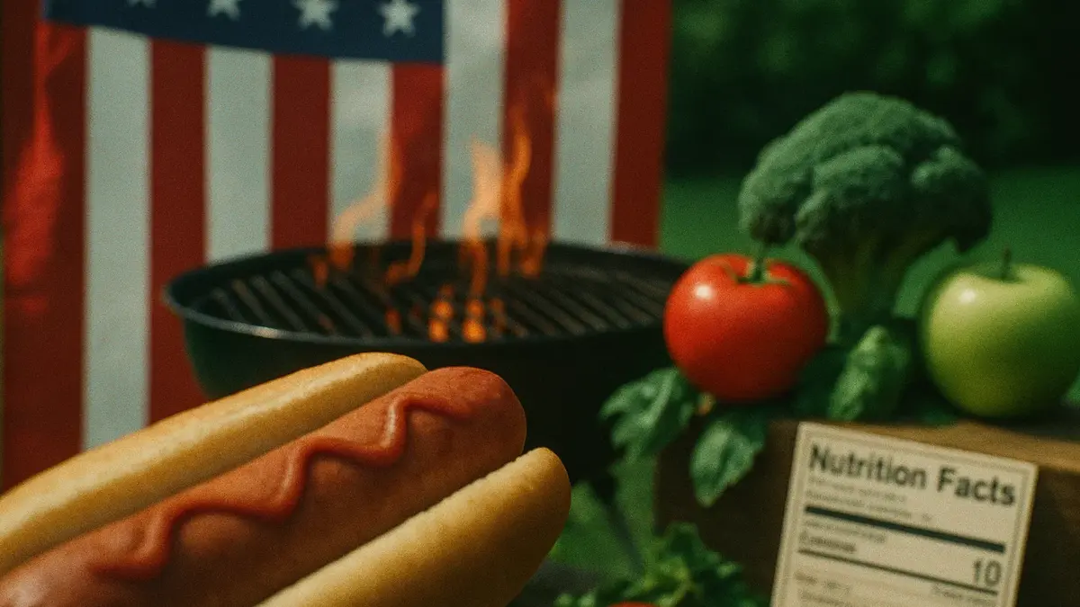 Un hot dog americano con ketchup e senape