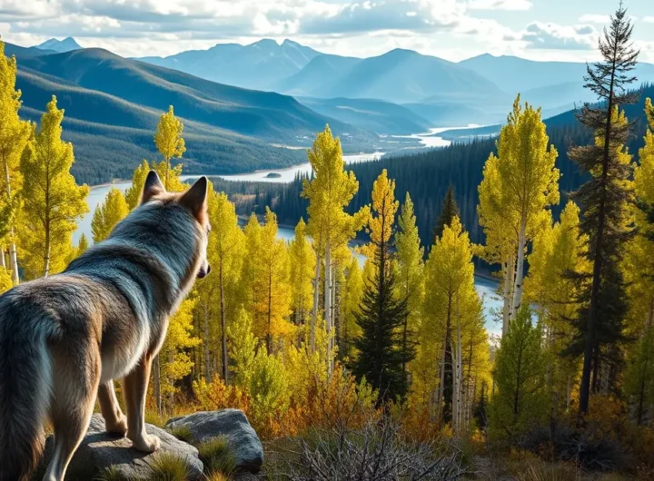 Un paesaggio panoramico del Parco Nazionale di Yellowstone con lussureggianti foreste di pioppi tremuli in crescita