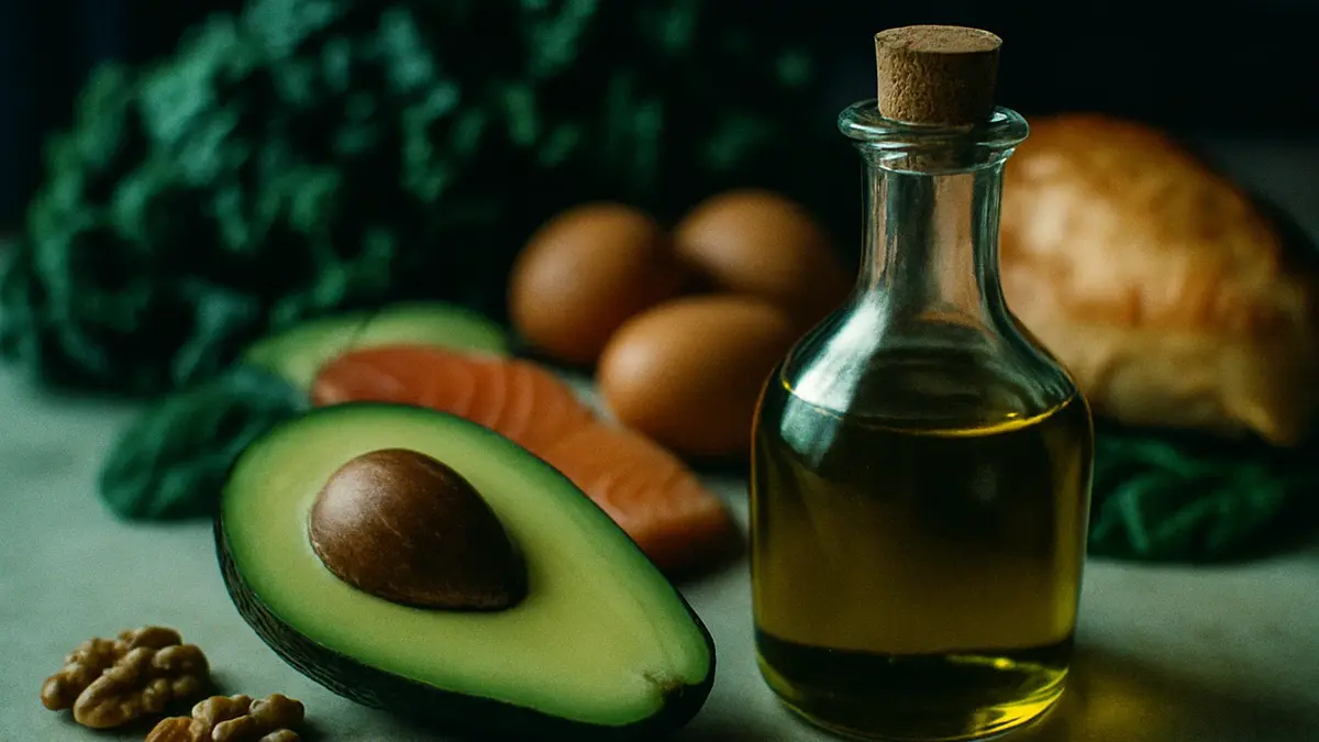 Un tavolo da cucina con una selezione di alimenti tipici della dieta chetogenica