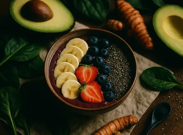 Una ciotola colorata e invitante piena di diversi superfood