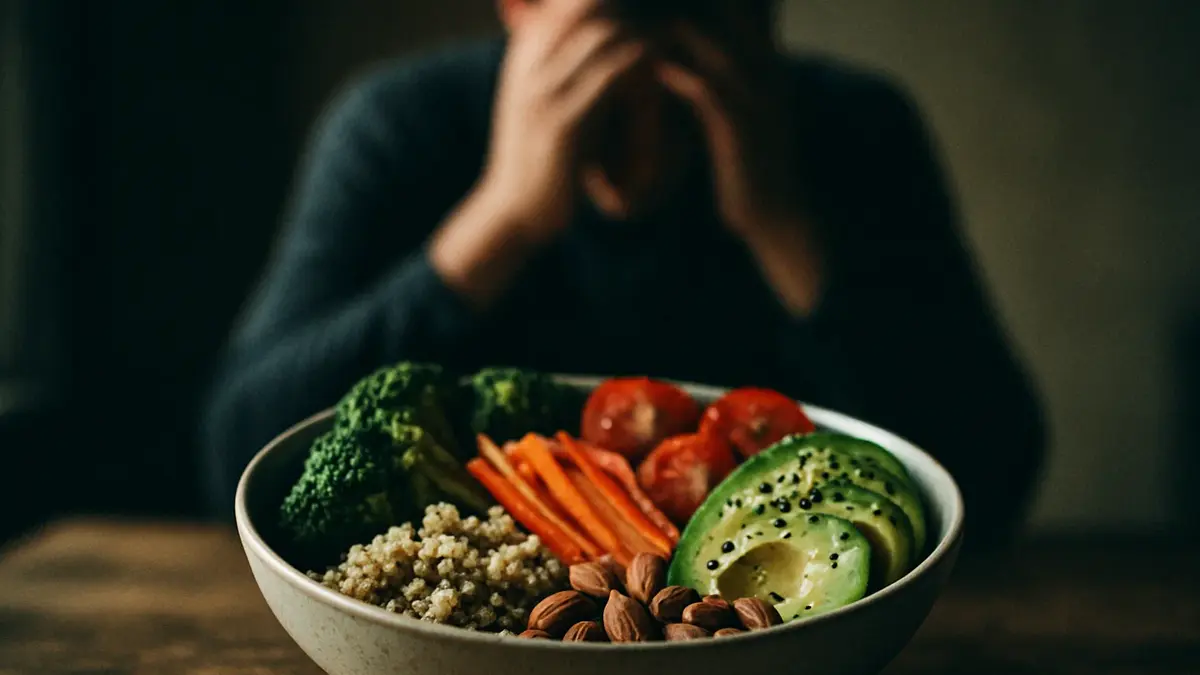 Una ciotola di cibo sano e colorato, come una buddha bowl con verdure fresche