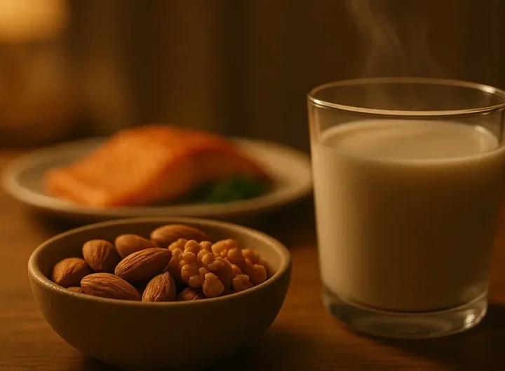 Una ciotola di mandorle e noci