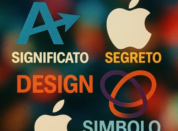 Una composizione artistica con elementi stilizzati dei loghi