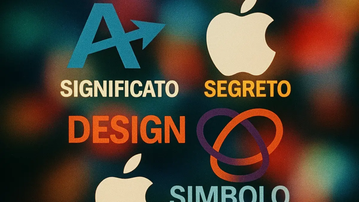 Una composizione artistica con elementi stilizzati dei loghi