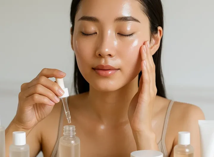 Una donna asiatica con una pelle luminosa e sana