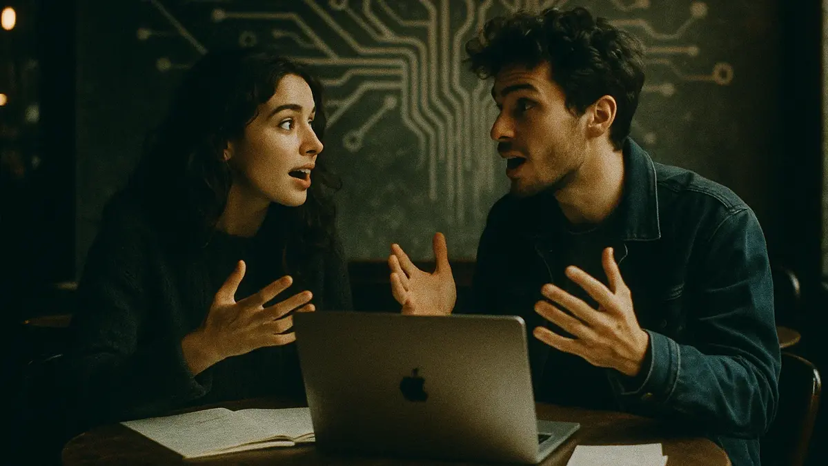 Una giovane coppia seduta al tavolo di un bar