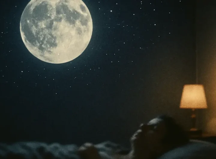 Una luna piena luminosa e imponente nel cielo notturno