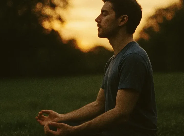Una persona in posizione meditativa