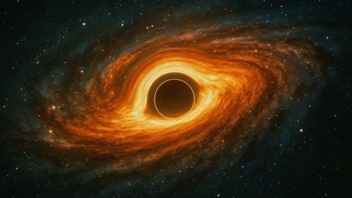 Una rappresentazione artistica di un buco nero supermassiccio al centro di una galassia