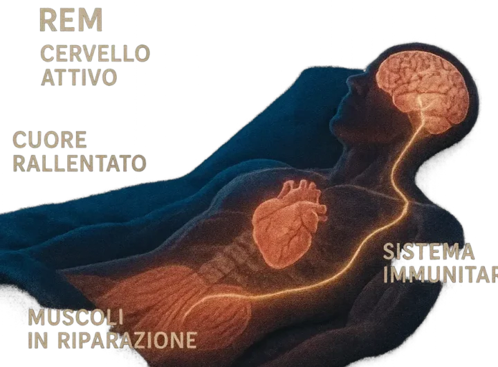 Una rappresentazione illustrata di un corpo umano sdraiato su un letto