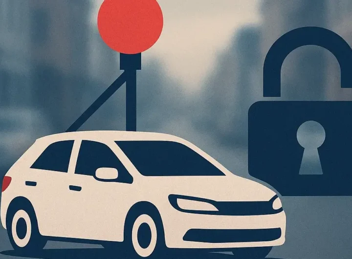 Una rappresentazione stilizzata di un'icona di Street View con un lucchetto aperto