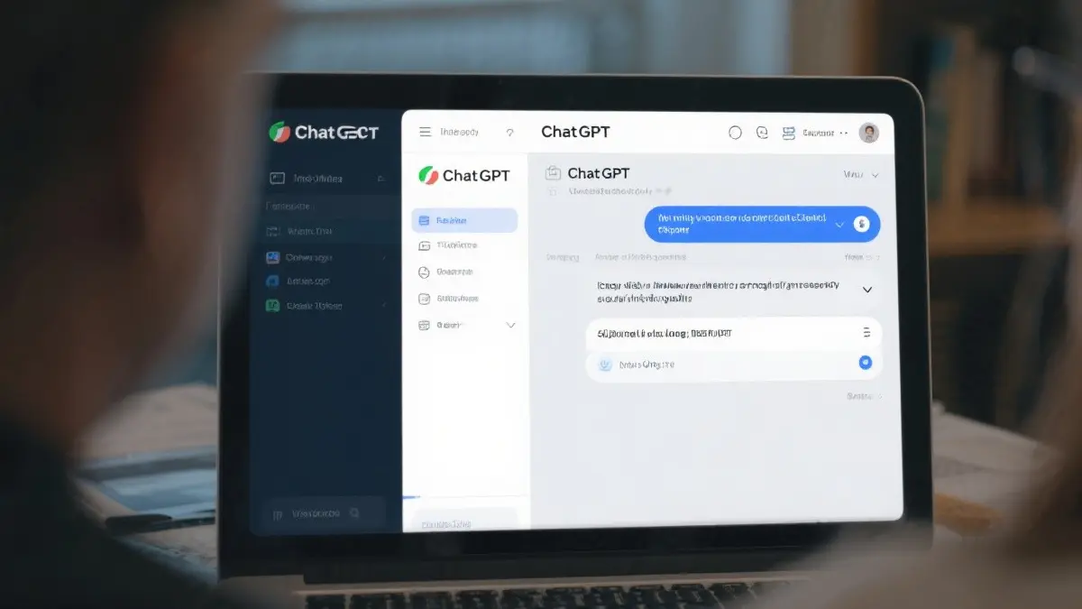 Un'immagine che raffigura l'interfaccia di ChatGPT in primo piano, con delle bolle di messaggio che si moltiplicano rapidamente