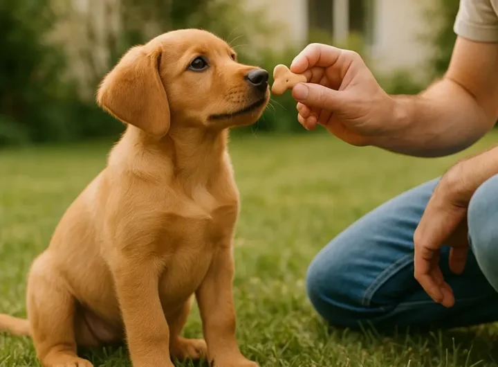 cucciolo di cane durante addestramento