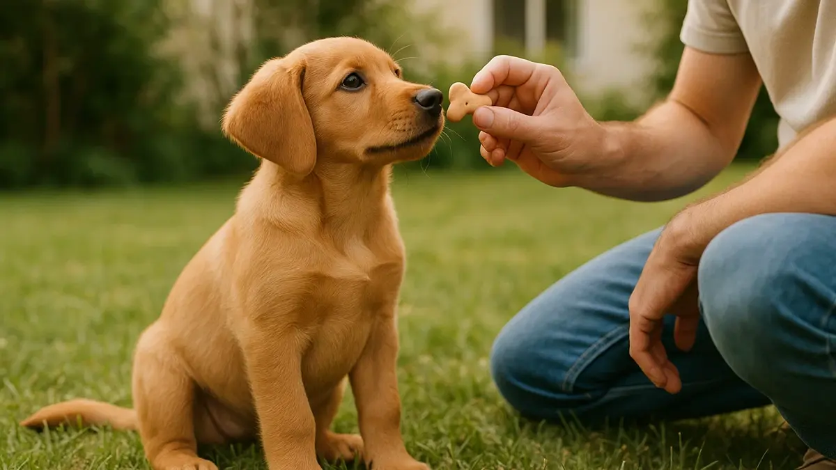cucciolo di cane durante addestramento