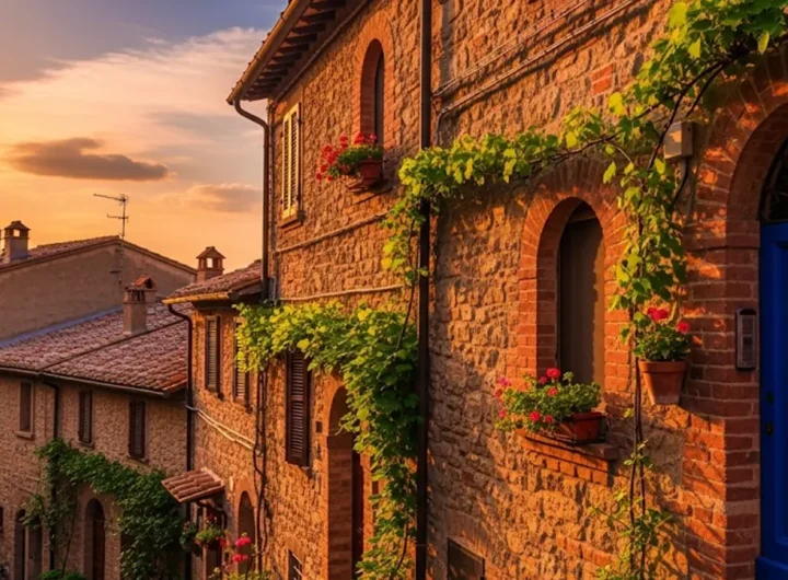 Facciata di una tipica casa terratetto in un centro storico italiano