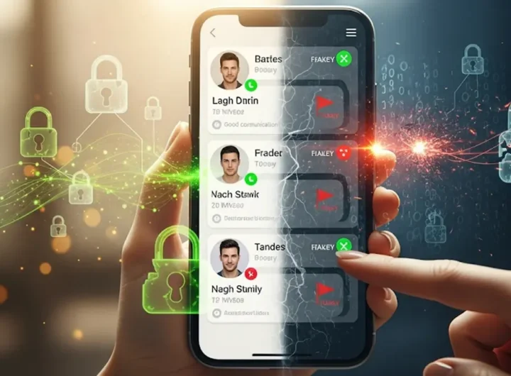 Illustrazione di uno smartphone con interfaccia di un app social