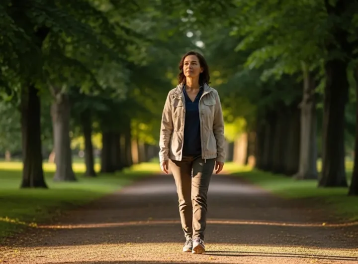 Immagine di una persona che cammina in un parco