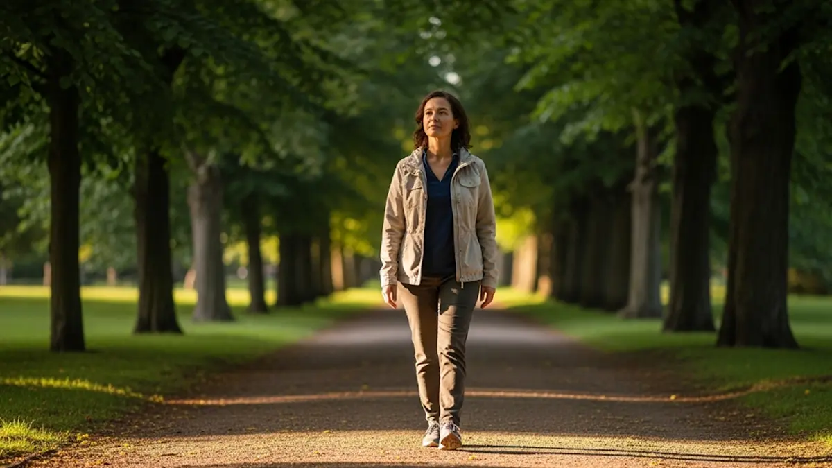 Immagine di una persona che cammina in un parco