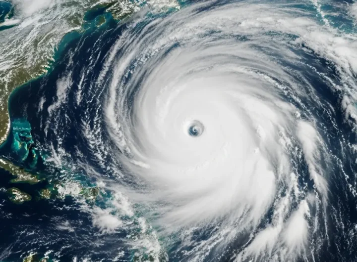 Immagine satellitare uragano Erin su Oceano Atlantico