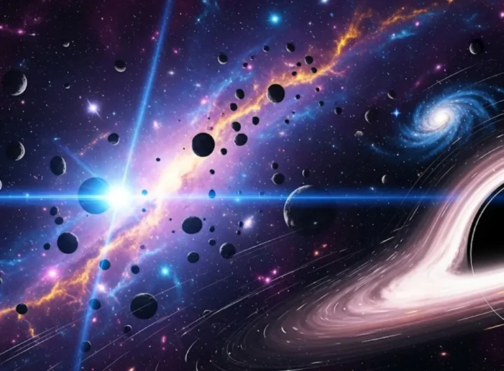 Rappresentazione artistica di un buco nero che deforma lo spaziotempo