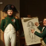Ritratto storico stilizzato di Napoleone Bonaparte visto di profilo