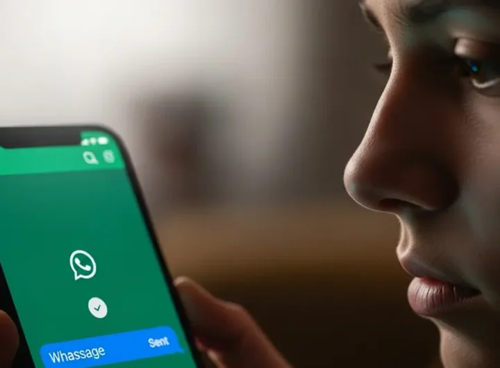 Smartphone che mostra una chat di WhatsApp con una sola spunta grigia