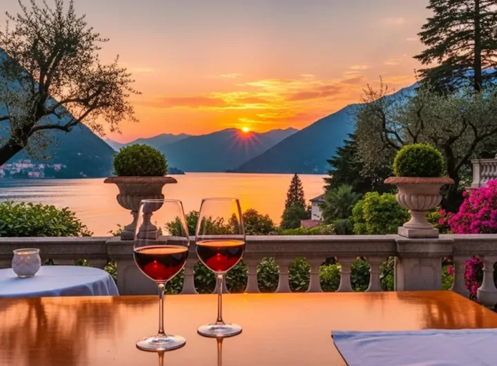 Terrazza di una villa di lusso con vista sul Lago di Como