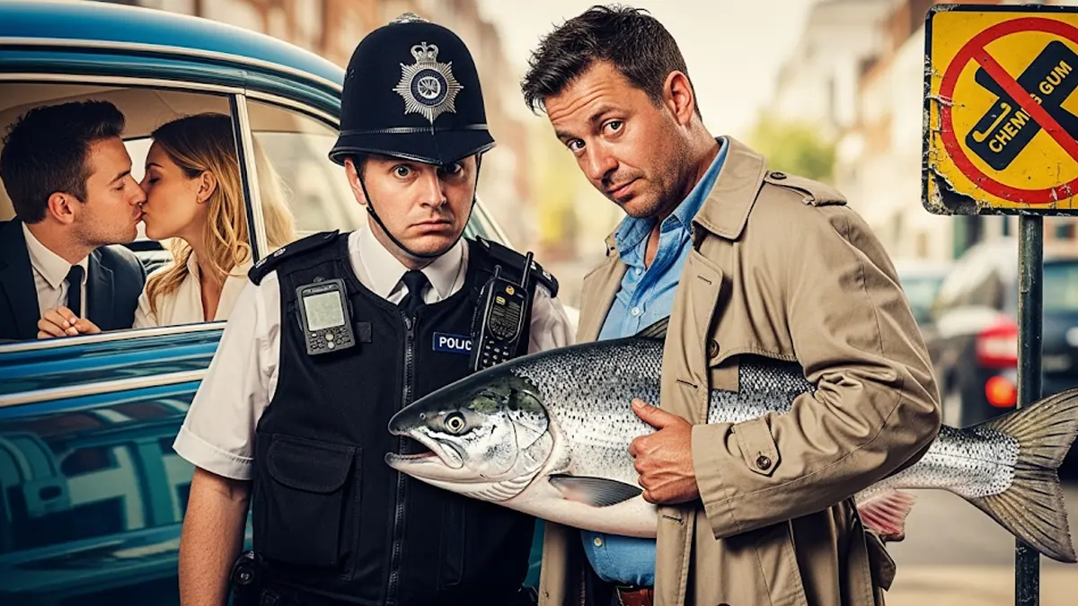 Un collage di immagini surreali che rappresentano leggi strane