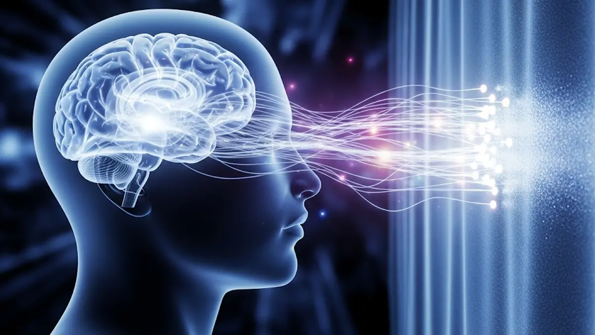 Un profilo di una testa umana con area del cervello che emana una luce soffusa