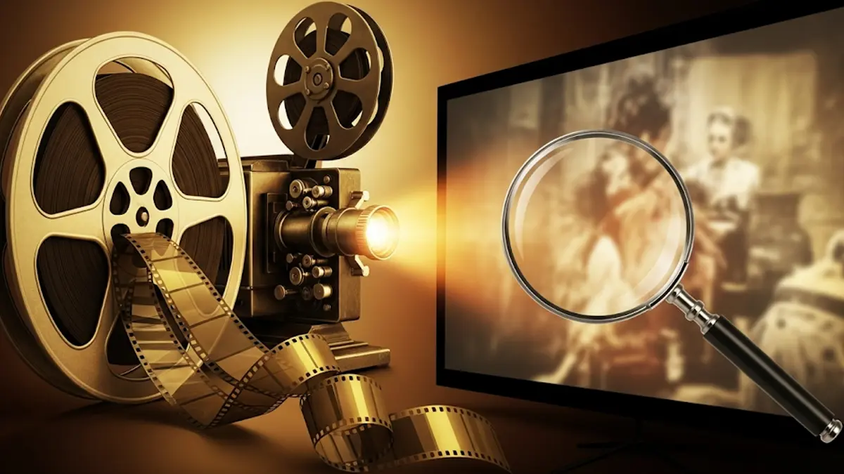 Una immagine stilizzata con elementi che richiamano il cinema